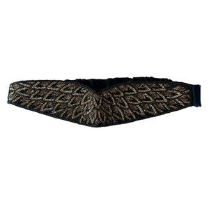 Accessory Design Group Black Beaded Belt with Gold Sequins Size SM